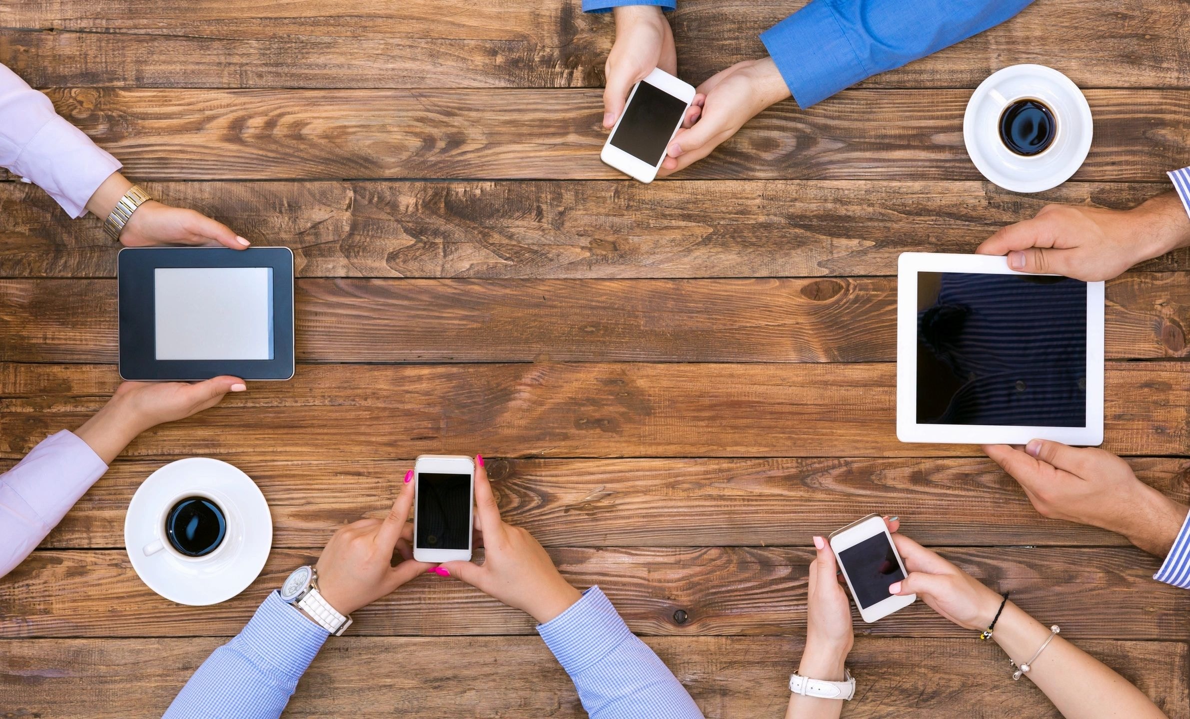 Team collaboration meeting with devices